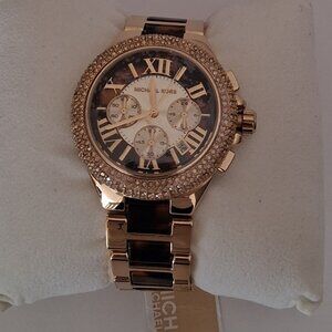 Michael Kors Women's Camille Gold and Tortoise Chronograph Watch MK5901 New